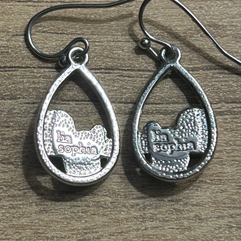 Lia Sophia Belle Isle Earrings with Blue and Green Accents EUC - Picture 2 of 2